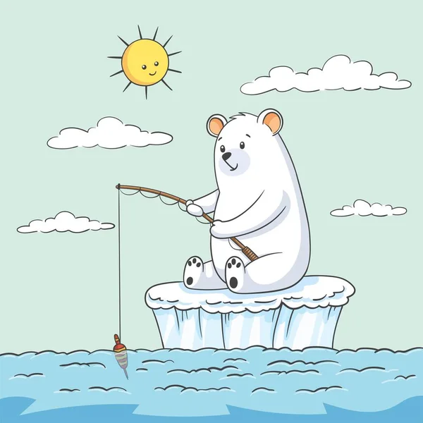Полярного ведмедя риболовлі — стоковий вектор