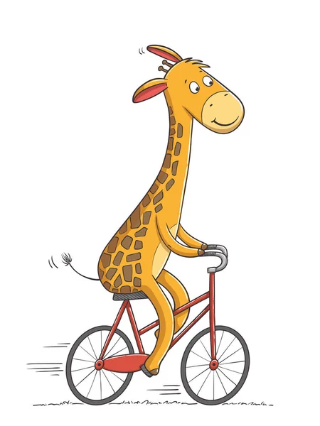 Giraffe rijdt een fiets — Stockvector