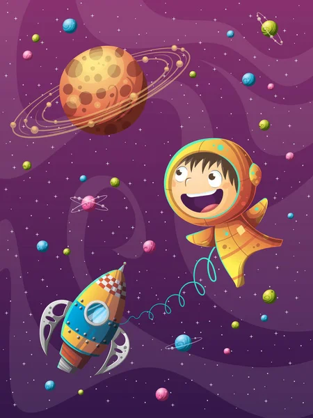 Experiencias infantiles Aventura en el espacio — Vector de stock