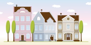 Old houses in the city clipart