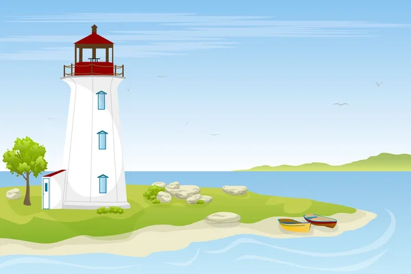 Lighthouse on the coast — Stock Vector