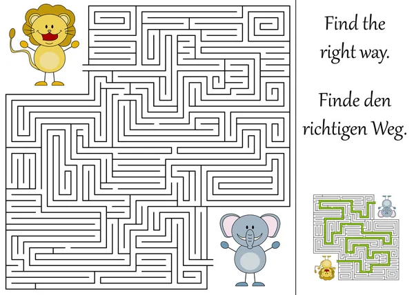 Trouver le bon chemin à travers le labyrinthe — Image vectorielle