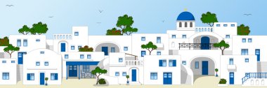 White houses in Greece clipart