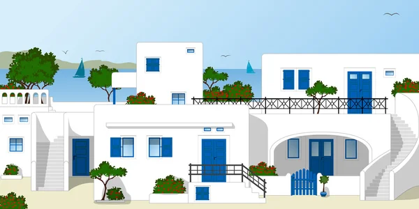 Witte huizen in Griekenland — Stockvector