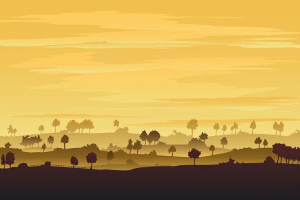 Пейзаж на закате — стоковый вектор