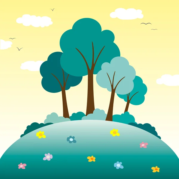 Trees on a Hill — Stock Vector