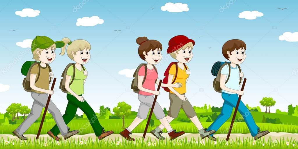 Young people hiking