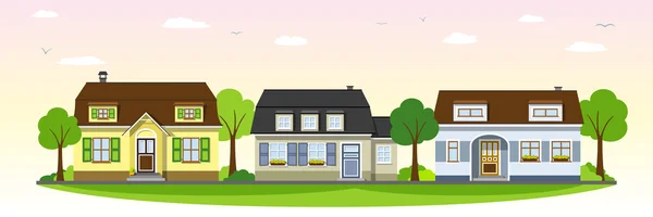 Belles maisons dans la banlieue — Image vectorielle
