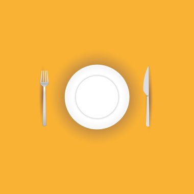 bıçak, çatal ve plaka