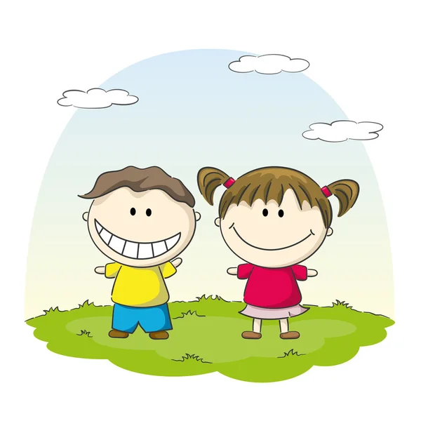 Two funny kids — Stock Vector