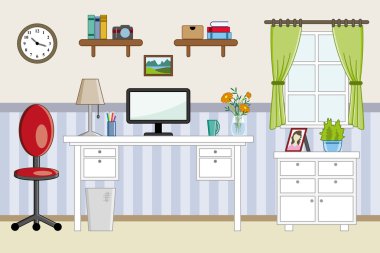 Homeoffice işyeri - düz tasarım