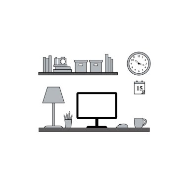 Homeoffice iş istasyonu - vektor düz stil