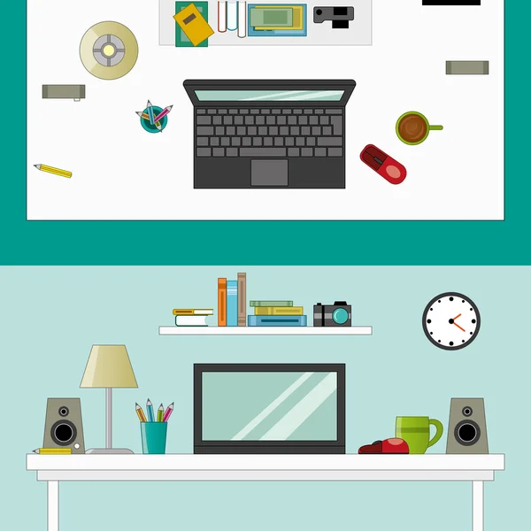 Workplace in room - vektor flat style — Stock Vector