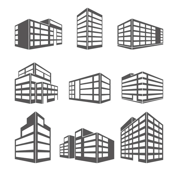 Edificio dimensional como iconos web de diseño — Archivo Imágenes Vectoriales