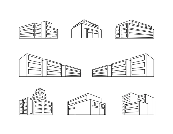 Bâtiment dimensionnel comme icônes web design - Linesymbol — Image vectorielle