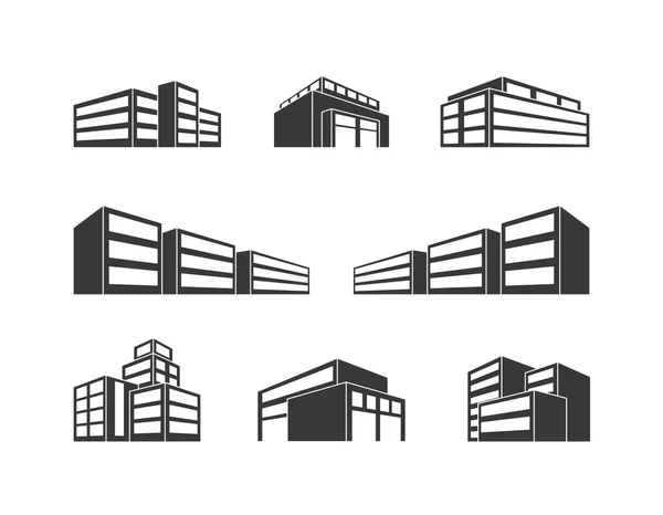 Edifício dimensional como ícones web de design — Vetor de Stock