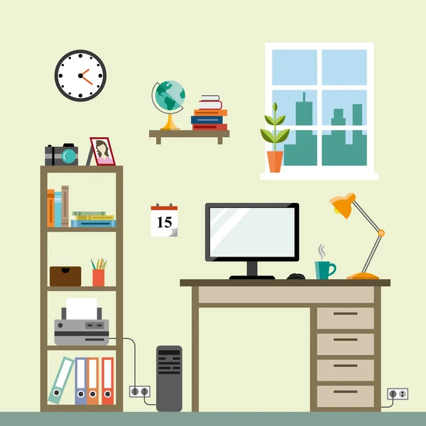 Workspace im room — Stock Vector