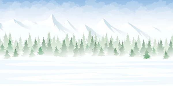 Paisaje invernal en las montañas — Vector de stock