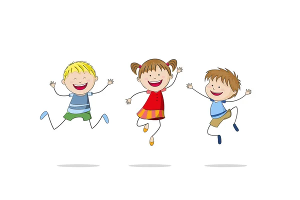 Drei springende Kinder — Stockvektor