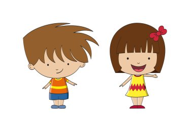 İki komik karikatür çocuklar