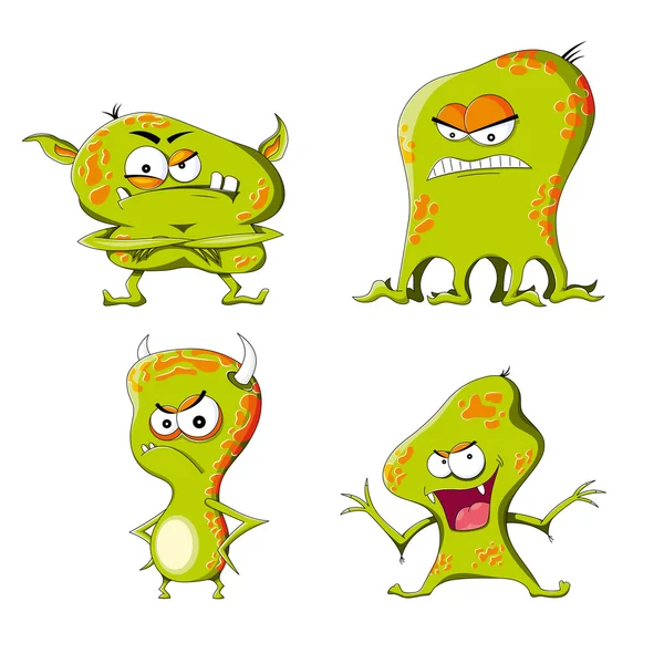 Four funny evil monsters — Stock Vector
