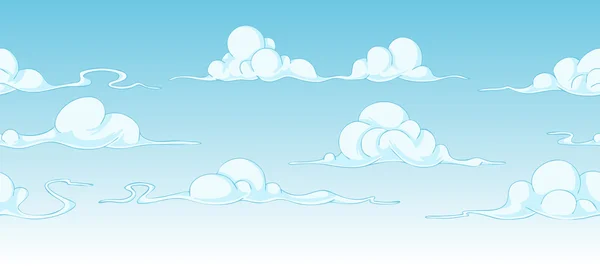 Nubes de dibujos animados brillantes, fondo continuo — Vector de stock