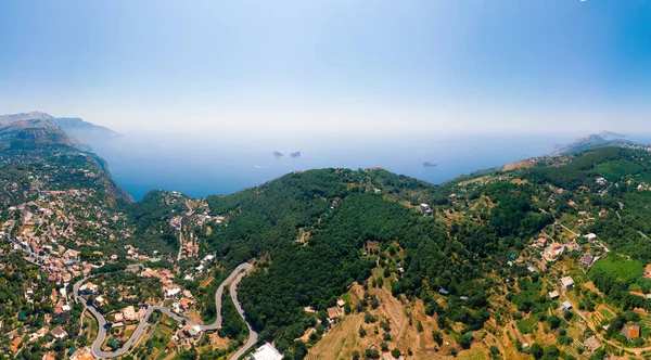 Luftaufnahme Der Küste Von Sorrent Italien Straßen Der Stadt Mit — Stockfoto