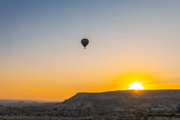 Low number of balloons due to quarantine. The great tourist attraction of Cappadocia - balloon flight. Entertainment, tourism an vacation. Travel tour. Goreme, Cappadocia, Turkey.