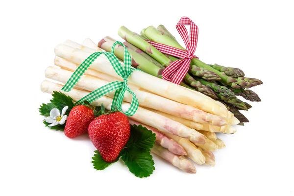 Asparagus on white. Rustic decorated. — Stock Photo, Image