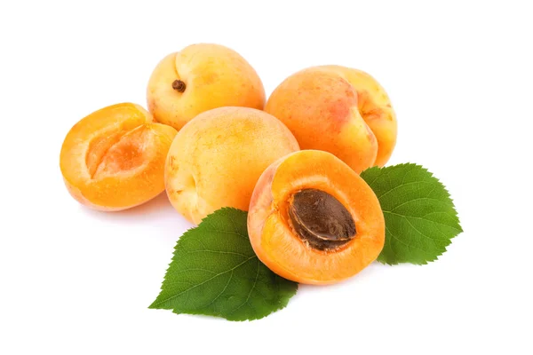 Apricots organic fruits on white background. — Stock Photo, Image