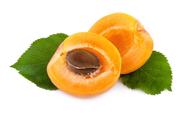 Fresh apricots with leaves closeup. — Stock Photo, Image