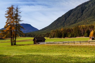 Autumn scenery of Mieminger Plateau, austrian landscape, Austria, Europe, Tyrol. clipart