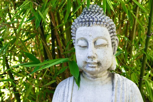 Buddha with bamboo leaves spa concept — Stock Photo, Image