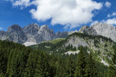 Mountain scene in the Alps austrian travel destination Wilder Kaiser chain, Tyrol. clipart