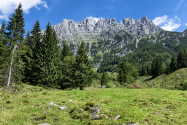 View of Wilder Kaiser Mountains summer alpine landscape, Austria, Tyrol. clipart
