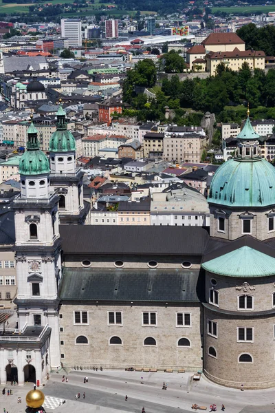 Cattedrale di Salisburgo vista dal Castello di Hohensalzburg — Foto Stock