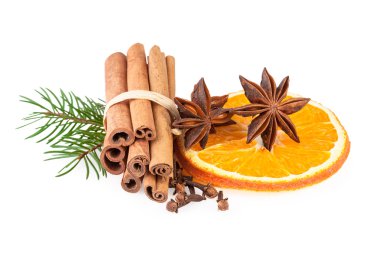 Noel baharat beyaz üzerinde