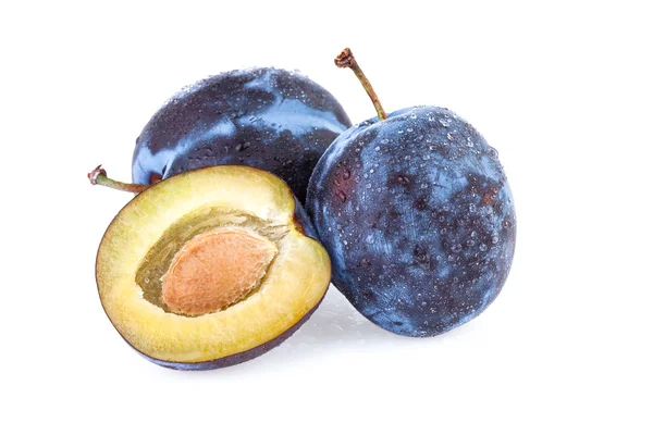 Beyaz üzerine izole edilmiş erik meyvesi