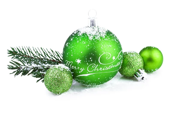 Χριστουγεννιάτικη διακόσμηση δέντρο έλατου Πράσινη μπάλα — Φωτογραφία Αρχείου