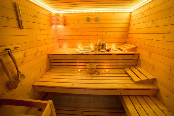 Interior of a wooden Sauna — Stock Photo, Image