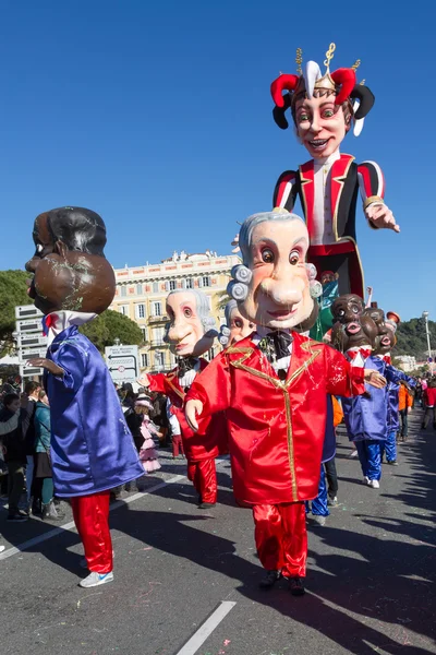 NICE, FRANCE - FEBRUARY 22: Carnival of Nice in French Riviera. The theme for 2015 was King of Music. Nice, France - Feb 22, 2015 — Stock Photo, Image