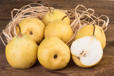 Ripe pears rustic still life