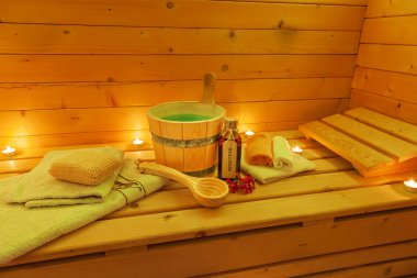 Sauna Sauna aksesuarları ile iç