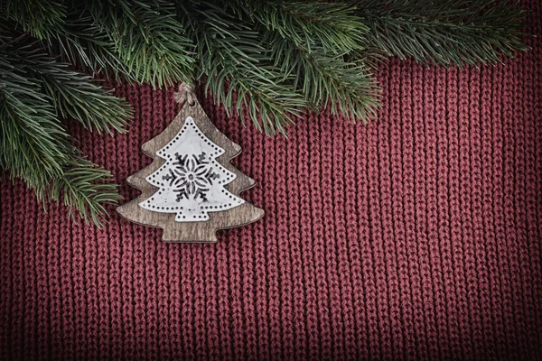 Christmas Vintage Decoration on Wool Knitted Background — Stock Photo, Image