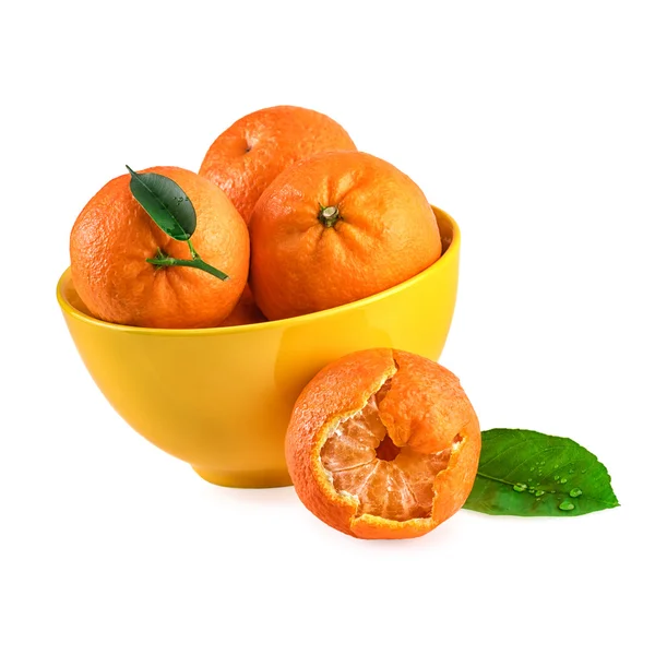 Tangerines Mandarins Yellow Bowl — Stock Photo, Image