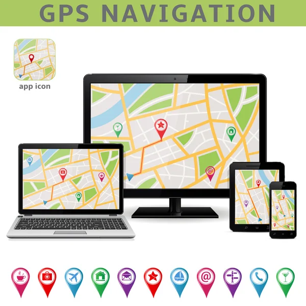 Küresel konumlandırma sistemi navigasyon — Stok Vektör