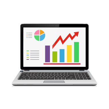 İstatistik analiz modern dizüstü bilgisayar ekranında