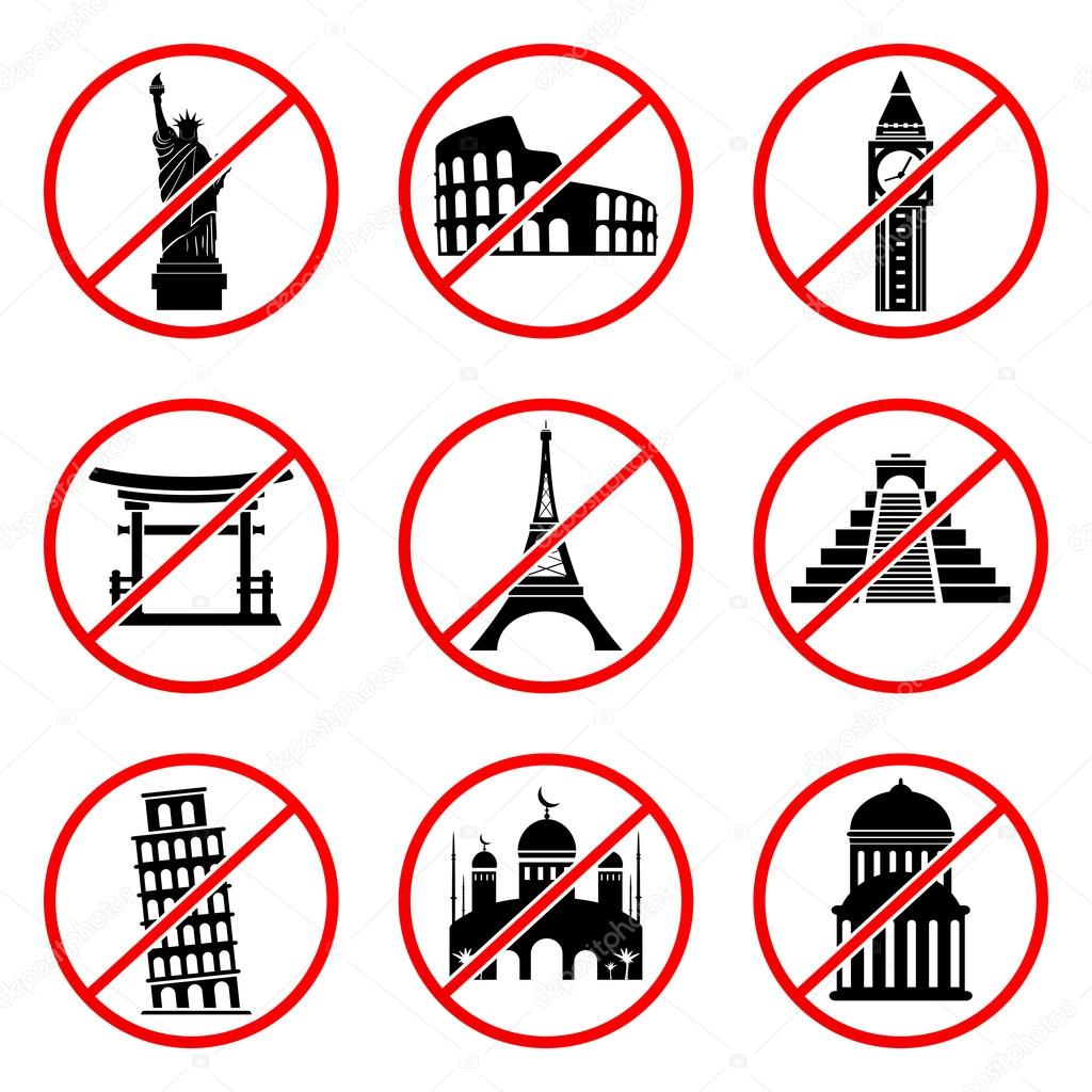 Not to visit landmarks icons