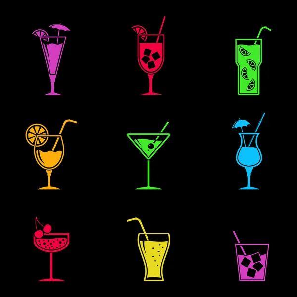 Cocktail icons set — Stock Vector