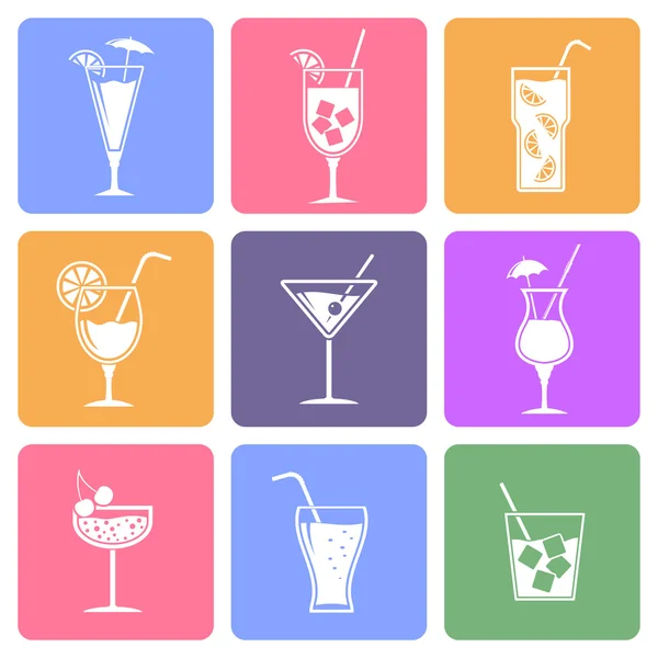 Cocktail flache Symbole — Stockvektor